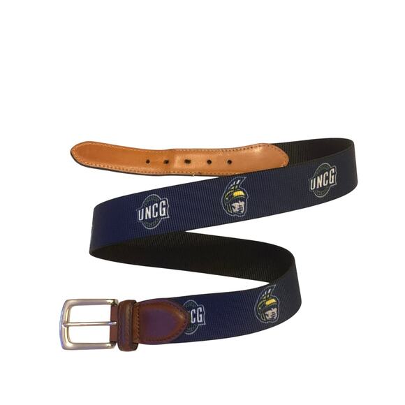 T.B.Phelps University of North Carolina Greensboro Mens Belt Nylon Leather Sz 34 - Picture 1 of 16